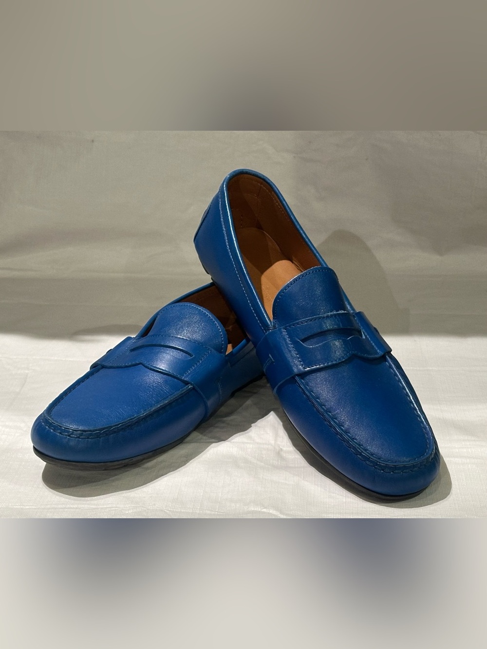 $1295 NEW RALPH LAUREN PURPLE LABEL SHOES PENNY LOAFERS DRIVERS 12 SUMMER BLUE